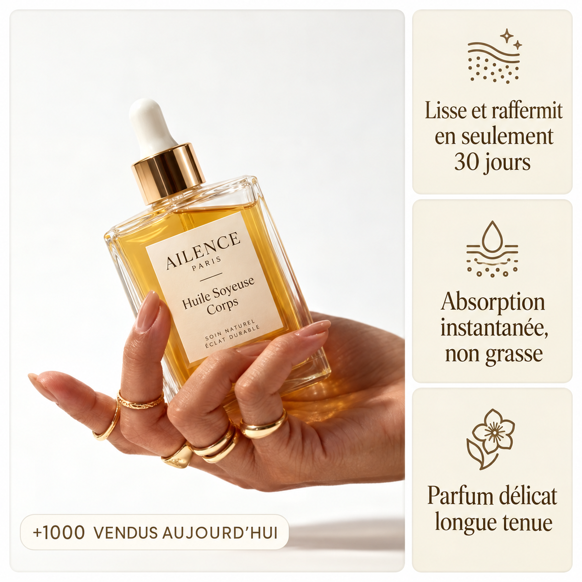 AIlence Paris, l'huile soyeuse pour le corps.